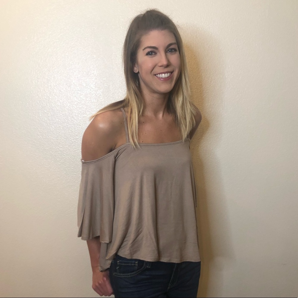 Brown top with cold shoulder